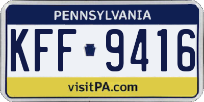 PA license plate KFF9416