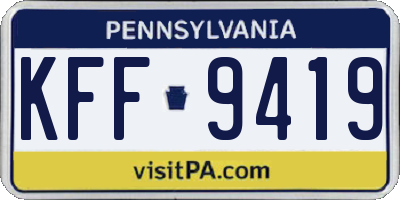 PA license plate KFF9419