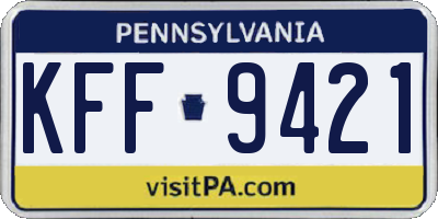 PA license plate KFF9421