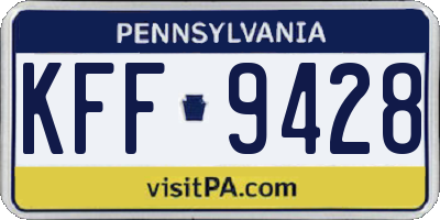 PA license plate KFF9428
