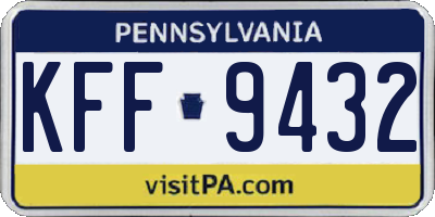 PA license plate KFF9432