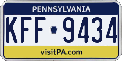 PA license plate KFF9434