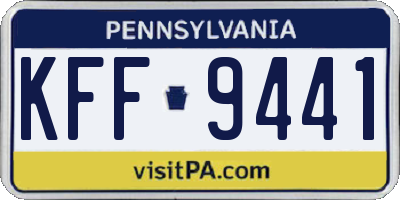 PA license plate KFF9441