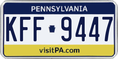 PA license plate KFF9447