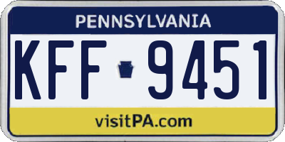 PA license plate KFF9451