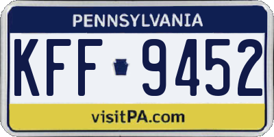 PA license plate KFF9452