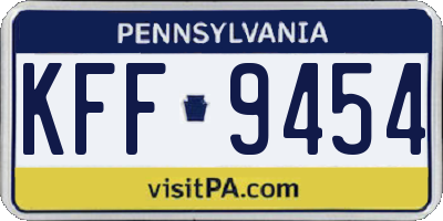 PA license plate KFF9454