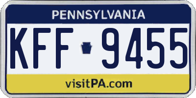 PA license plate KFF9455