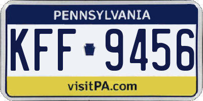 PA license plate KFF9456