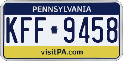 PA license plate KFF9458