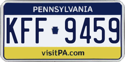 PA license plate KFF9459