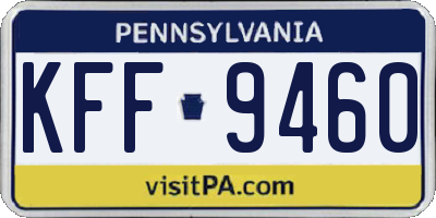 PA license plate KFF9460