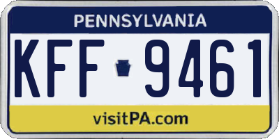 PA license plate KFF9461