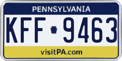 PA license plate KFF9463