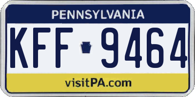 PA license plate KFF9464