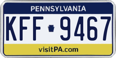 PA license plate KFF9467