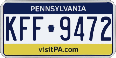 PA license plate KFF9472