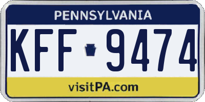 PA license plate KFF9474