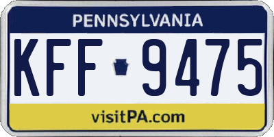 PA license plate KFF9475