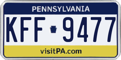 PA license plate KFF9477