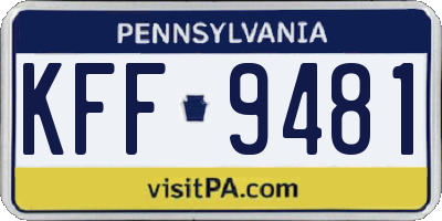 PA license plate KFF9481