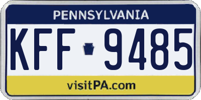 PA license plate KFF9485