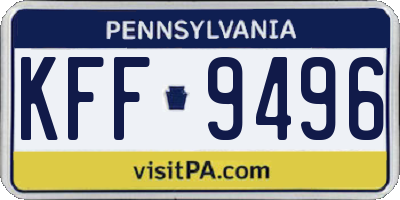 PA license plate KFF9496