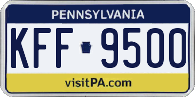 PA license plate KFF9500