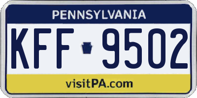 PA license plate KFF9502