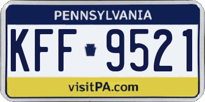 PA license plate KFF9521