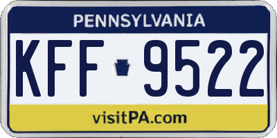 PA license plate KFF9522