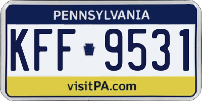 PA license plate KFF9531