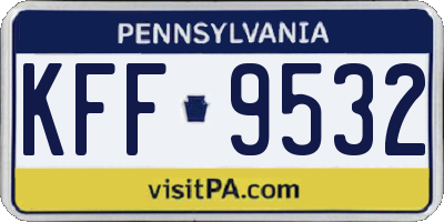 PA license plate KFF9532