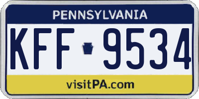 PA license plate KFF9534