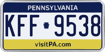 PA license plate KFF9538