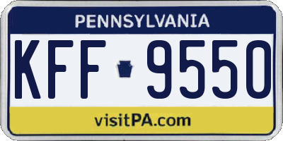 PA license plate KFF9550