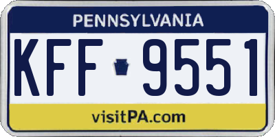 PA license plate KFF9551