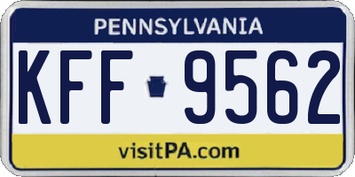 PA license plate KFF9562