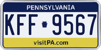 PA license plate KFF9567