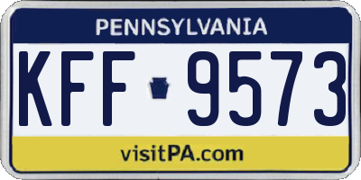 PA license plate KFF9573