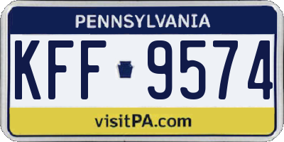 PA license plate KFF9574