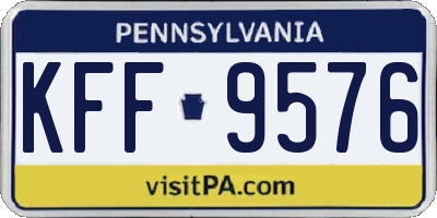 PA license plate KFF9576