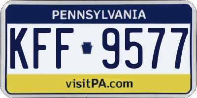 PA license plate KFF9577