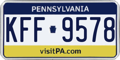 PA license plate KFF9578