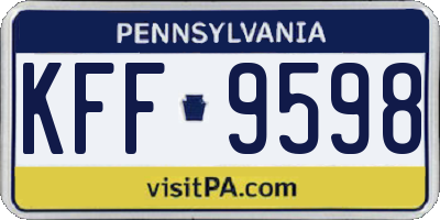 PA license plate KFF9598