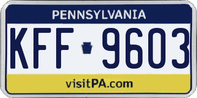 PA license plate KFF9603