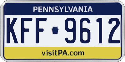 PA license plate KFF9612