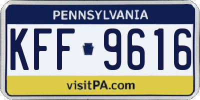 PA license plate KFF9616