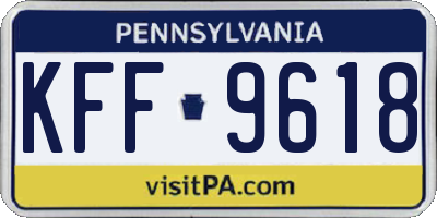 PA license plate KFF9618