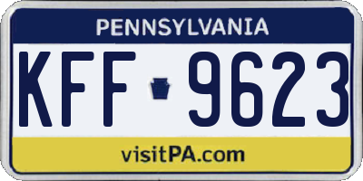 PA license plate KFF9623